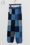YANYAN KNITS Check Colorblock Sweatpants YYK-YYW23-0183-LAN Blue YYK-YYW23-0182